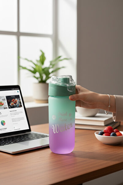 beyshome Renk Değişimli Motivasyon Yazılı Su Matarası 500 ML Sızdırmaz Kapak ...