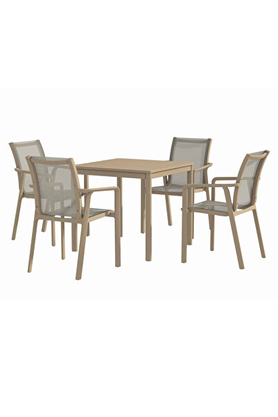 Maison Mex Set of 4 chairs and garden/terrace table, MARTA, champagne