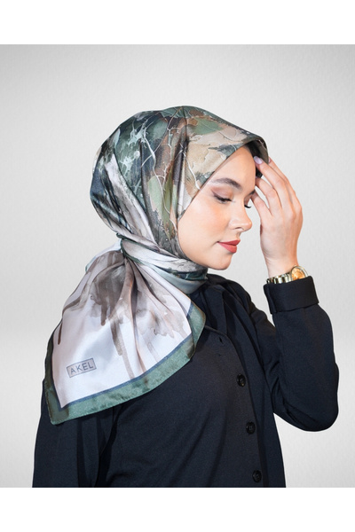 Akel Digital Crystal Scarf Pastel Leaf Pattern