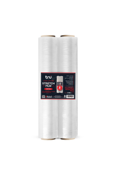Tru ® غلاف بلاستيكي ممتد عالي التحمل من البلاستيك الشفاف الممتد 50 سم 1.3 كجم (300 جرام) × 2 لفة