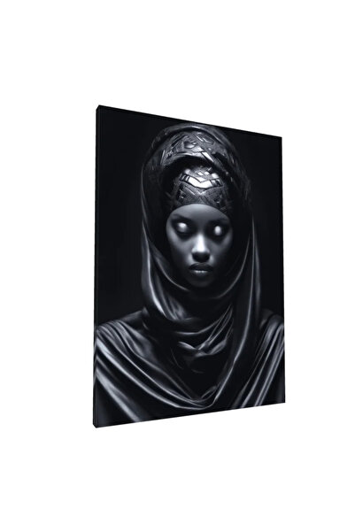 PozaTablou Pânză: Portret monocrom al unei femei în eșarfă - 80x110 cm