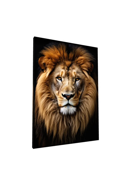 PozaTablou Pictură pe pânză: Portret realist de leu cu privire intensă 50x70 cm