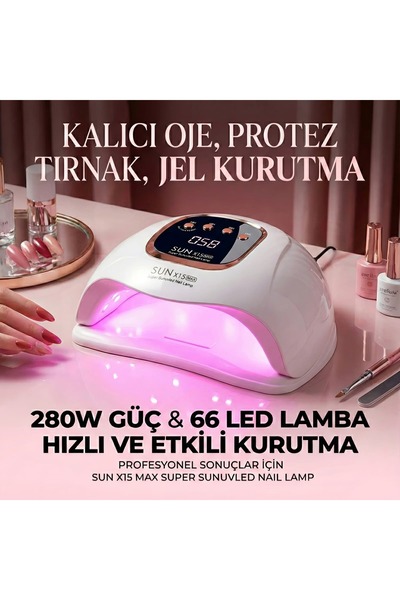 ipeksu co SUN X15 MAX 280W UV LED KURUTUCU KALICI OJE PROTEZ TIRNAK JEL KURUTMA