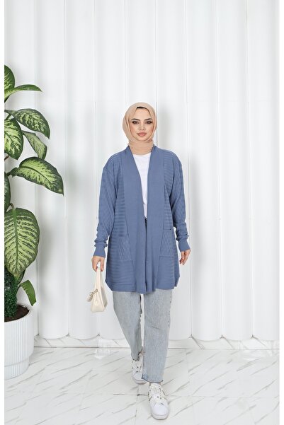 NİSUM MODA موجة منقوشة سترة تريكو