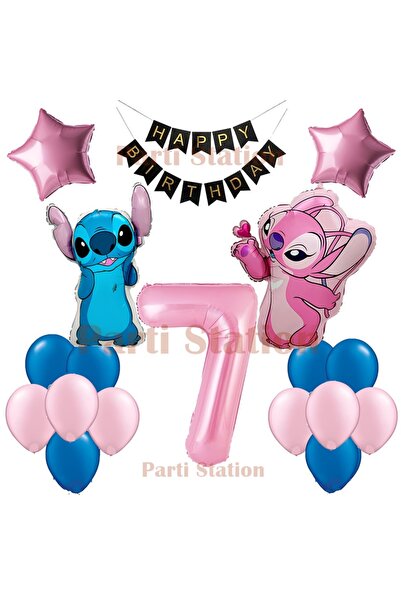 Parti Station مجموعة بالونات ليلو ستيتش وبالونات أنجل لحفلات أعياد الميلاد بع...