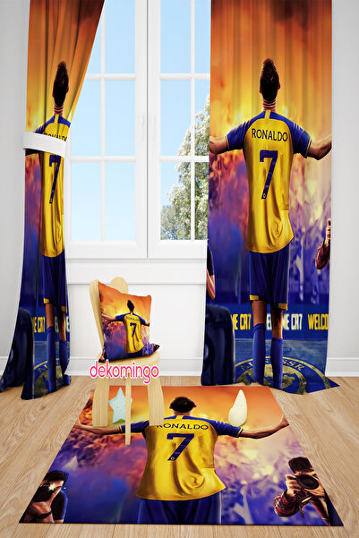 dekomingo Alevli̇ Cr7 Patterned 2-Wing Background Curtain