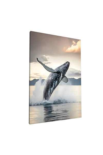 PozaTablou Pictură pe pânză: Balenă cu cocoașă într-o breșă dramatică 50x70 cm