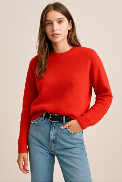 RTD&VLD Kadın Vita-253 Saknur Yumuşak Dokulu Triko Kazak Kırmızı