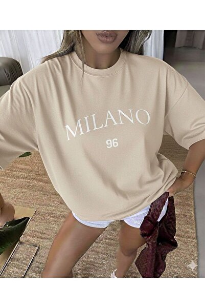 BW Bravely Wear تي شيرت ميلانو 96 مطبوع للنساء