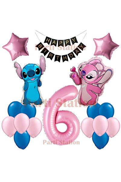 Parti Station مجموعة بالونات حفلة عيد ميلاد ليلو وستيتش وأنجل لعمر 6 سنوات مع...