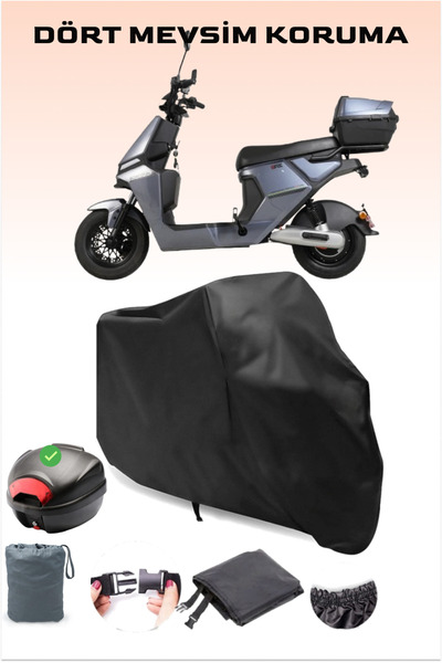 Breen Siyah Arka Çanta Uyumlu Arora zr_2 Uyumlu Elektrikli Motosiklet Brandası, 4 Mevsim Koruma