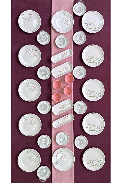 Erbaşlar Lavanta Bahçesi Yuvarlak 32 Parça 12 Kişilik Lüx Kahvaltı Takımı Seti