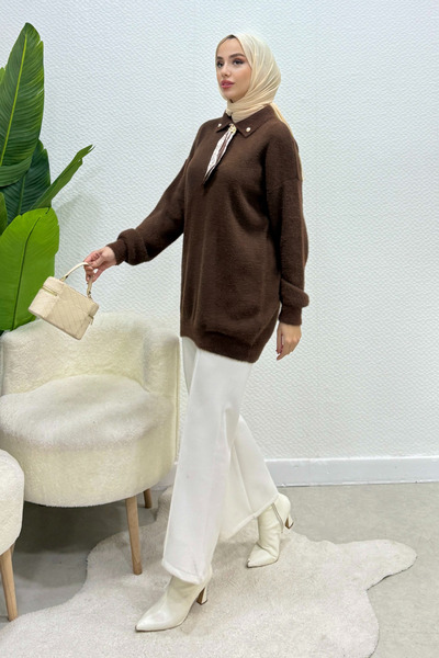 Tesettür Diyarı Oniza Токалі Фуларлі Трико Таседтур Казак - Гіркий Кава Станд...