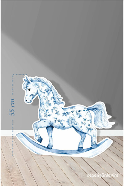 neşeli günlerim Concept de panou de podea de 55 cm cu tematică de cal balansoar albastru Safari |   Design |   Ușă |   Camera |   Decor