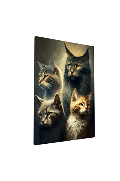 PozaTablou Pictură pe pânză: Portret de pisică în tonuri realiste 80x120 cm