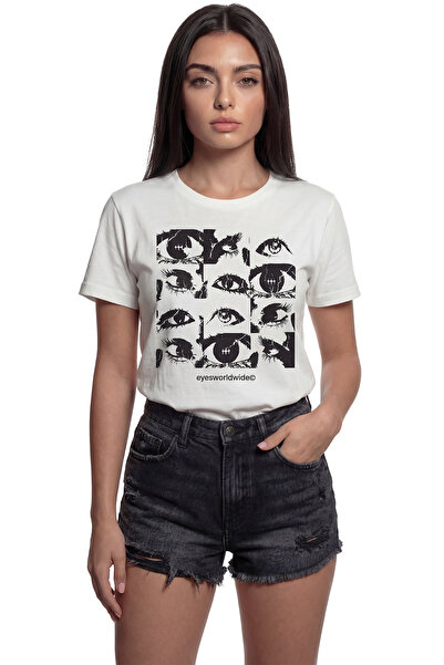 Color Luxe ''Eyes Worldwide'' Eye Collage Printed 100% Cotton Relaxed Fit Pre...