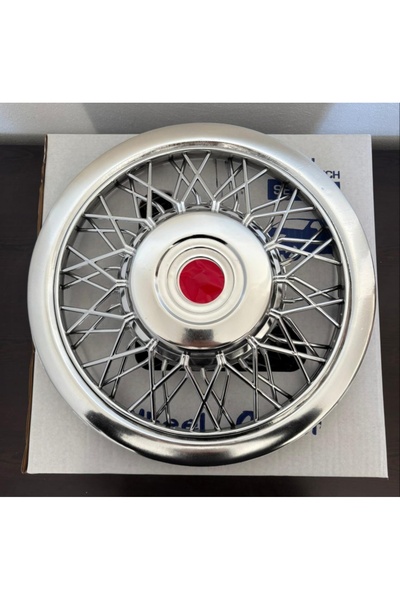 Universal Ford Transit Uyumlu 14" inç Telli Krom Kaplama Jant Kapağı 4'lü Takım Amblem Hediyeli