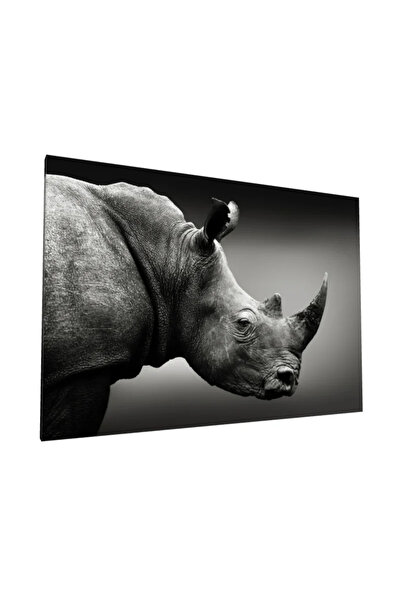 PozaTablou Pictură pe pânză: Portret realist de rinocer alb-negru 40x30 cm