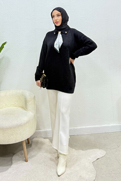 Tesettür Diyarı Oniza Токалі Фуларлі Трико Тасетур Казак - Чорний Стандартний...