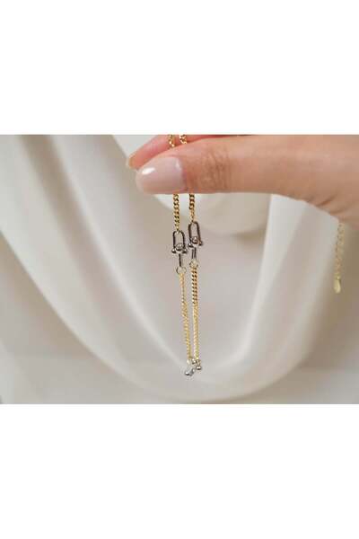 ATELİER TUĞBA قلادة كليب KOL116 ذهبية - 40 سم + 5 سم تمديد
