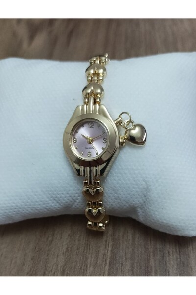 Gerçek Hediyelik Women's Wristwatch - Gold Color Heart Strap, Minimalist, Box...