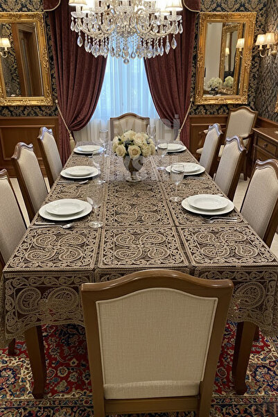Çt Çeyizci Tekstil French Lace Ottoman Model Single Tablecloth 160X300Cm