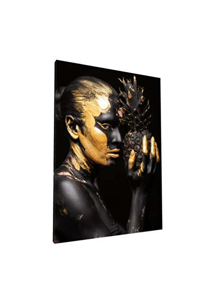 PozaTablou Pictură pe pânză: Portret artistic cu ananas auriu 70x100 cm