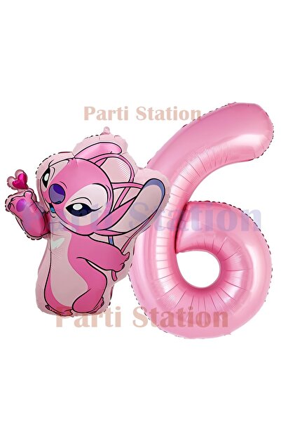 Parti Station مجموعة بالونات عيد ميلاد ليلو وستيتش وأنجل لعمر 6 سنوات