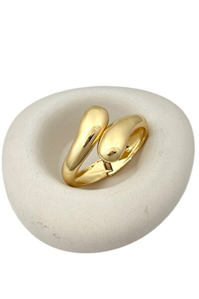 ŞekerAksesuar İki Ucu Bombeli Plaka Kıvrımlı Kelepçe Bileklik