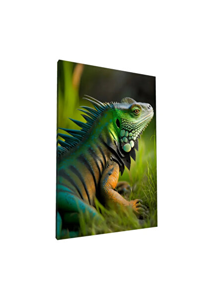PozaTablou Pictură pe pânză: Iguana în peisaj - 70x100 cm