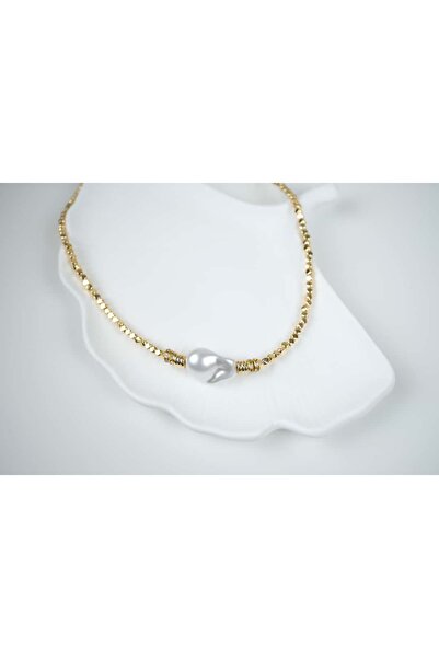 ATELİER TUĞBA Kol053 Amulet Pearl Necklace - 40 cm + 5 cm Extension