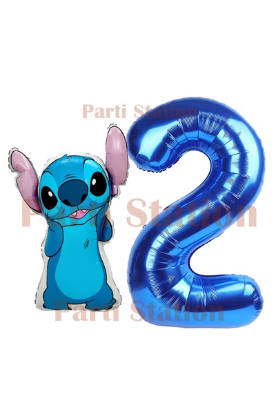 Parti Station مجموعة بالونات عيد الميلاد ليلو وستيتش لعمر سنتين