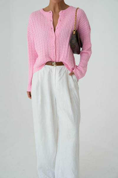 Lupies Women's Buttoned Crew Neck Hair Knit Basic Knitwear Cardigan