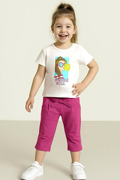 Breeze Girl's Tights Set Gum Queen Girl Printed 1.5-5 Years Old, Ecru