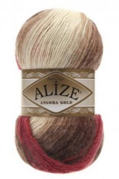 Alize Angora Gold Batik Creamy Red 5 Pieces Colar : 4574