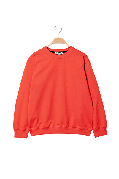 YONCA OUTLET YONCA ДЕТСКА ПАМУЧНА БАЗОВА БЛУЗА С ЯКА ЗА ВЕЛОСИПЕД КОРАЛ (YONC...