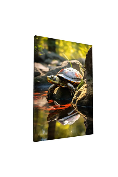 PozaTablou Pictură pe pânză: Broască țestoasă pe malul râului 70x100 cm