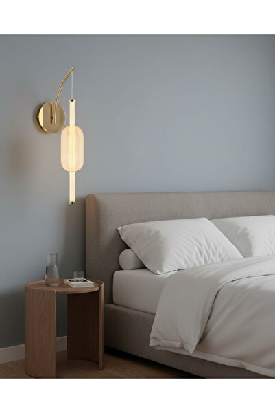 MİRAN HOME Modern Bal Camlı Boru Ledli Gold Aplik/Modern Ledli Duvar Lambası/...