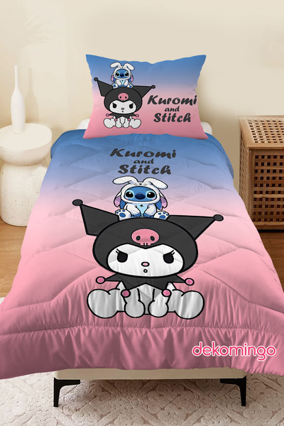 dekomingo KUROMİ AND STİTCH DESENLİ KAPİTONE YORGAN