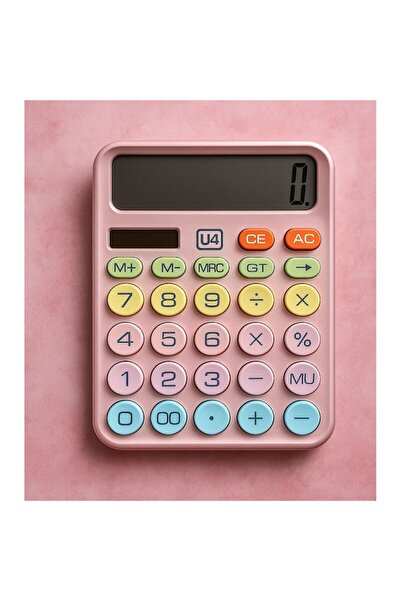 OEM Calculator de birou CTATEA U4, 12 cifre, alimentat cu energie solară, design în culori pastelate