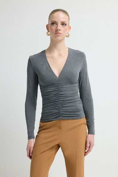 adL Uzun Kollu Büzgülü Bluz