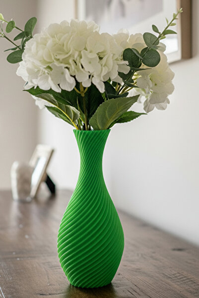 MEK Elegant Curved Design Decorative Vase Green (20X11Cm)
