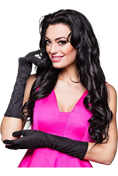 magicool Black Color Lycra Long Elbow Fabric Gloves 40 Cm