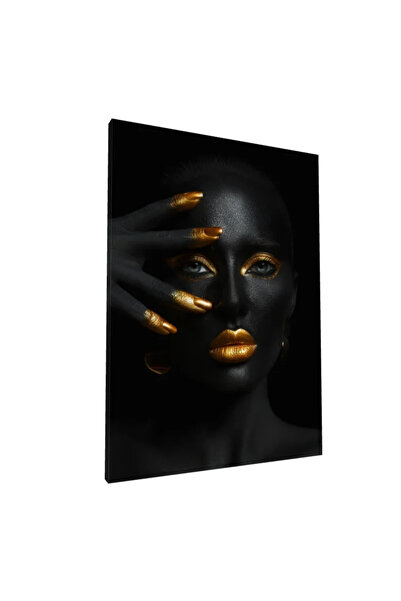 PozaTablou Pictură pe pânză: Portret artistic cu accente aurii 50x70 cm