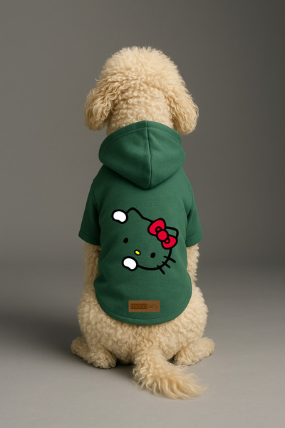 Monopetz Printed Dog and Cat Clothing & Dress with Fleece Inside - Green Colo...