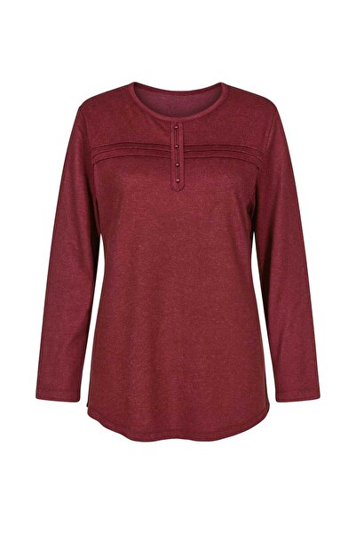 Nacar Moda Women's Winter Lycra Mother's Combed Cotton Blouse Striped Striped