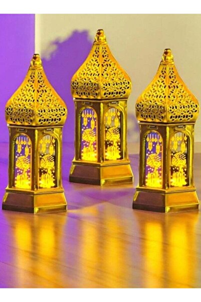 Toybox 3pcs Luminous Ramadan Decoration LED Light Ramadan Mubarak Lantern - Gold