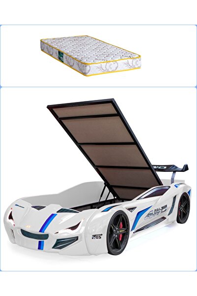 Setay Arabalı Yatak, Mercedes Rüzgarlıklı Bazalı Arabalı Yatak - Beyaz + 1 Ad...