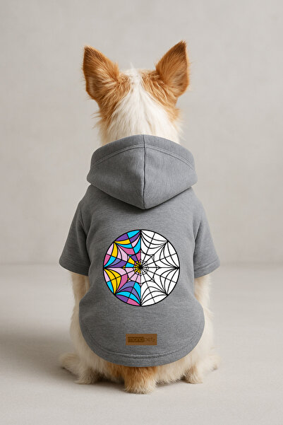 Monopetz ملابس وملابس للكلاب والقطط من مطبوع - لون رمادي K بغطاء رأس هودي BAB02