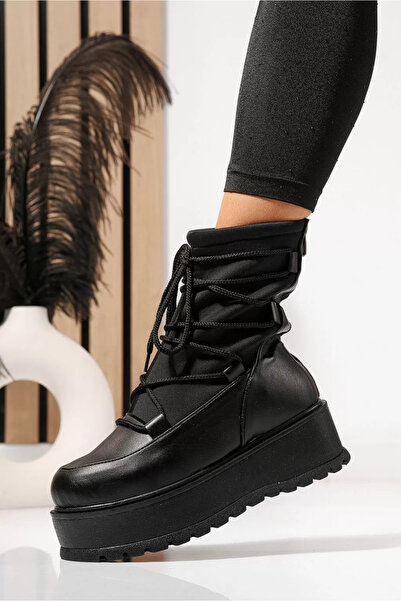 Zaira Γυναικείες μαύρες μπότες με επένδυση από οικολογικό δέρμα Yvette #23163...